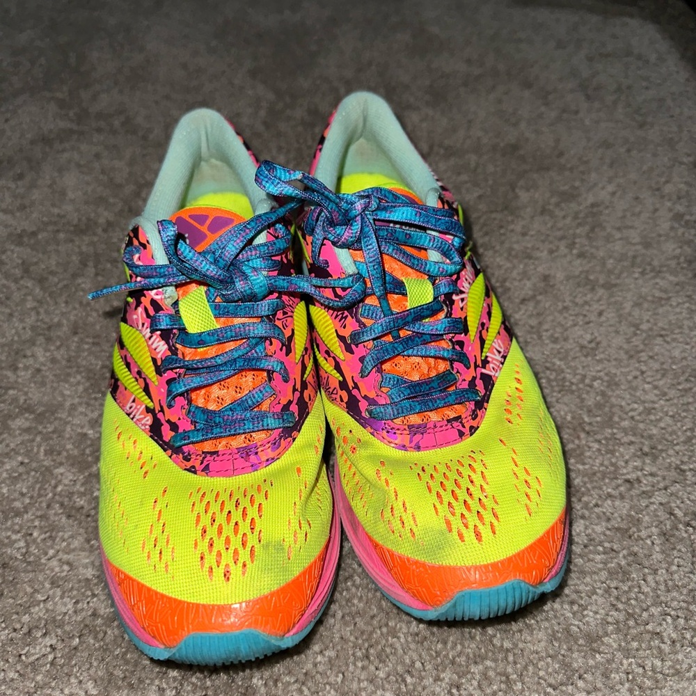 Asics Neon Yellow and Orange Athletic Shoes